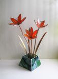 Day Lilies In Stained Glass- Centerpiece/ Sculpture 5 small