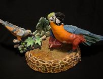 Ceramic Sculpture Of Macaw And Thrush 1 small