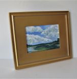 Framed Original Acrylic Landscape Painting, Gold Plein Air Frame 2 small