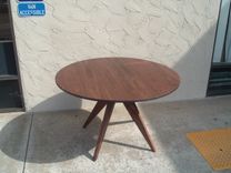 48 Inch Diameter Solid Walnut (60s?) Modern Dining Table 6 small