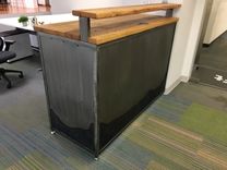 Steel And Reclaimed Hardwood Reception Desk 1 small