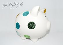 Crystallized Polka Dot Piggy Bank Baby Kids Decor Nursery Bling European Crystals Bedazzled 5 small