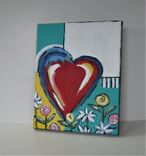 Original Acrylic Hear Painting, 8" X 10" 5 small