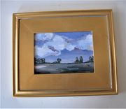 Original Acrylic Landscape Painting, 11 1/4" X 10 1/2, Gold Plein Air Frame 4 small