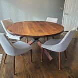 Custom Modern Round Walnut Dining Table 4 small