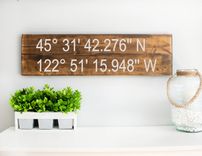Longitude Latitude Sign - Gps Coordinates Wood - Personalized Wood Home Wall Décor 1 small