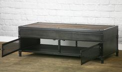 Vintage Industrial Lift Top Coffee Table. Reclaimed Wood & Steel. Metal Patina. Barnwood. 3 small