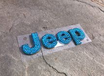 Jeep Crystallized Car Emblem Letters Bling Genuine European Crystals Bedazzled 1 small
