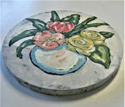 Original Round Acrylic Still Life Painting, Floral Wall Art, 12" Diameter 3 small