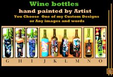 Painted Wind Bottle, Hand Painted, Wine Bottle, Decorative Bottles 1 small