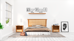 Headboard Queen Size Cherry, Bed, Solid Wood Headboard, King, 2 small