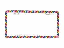 Rainbow Stripe European Crystal Bling License Plate Frame Bedazzled Crystallized Car Pride Lgbt 3 small
