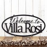 Personalized Hanging Oval Metal Welcome House Name Sign 1 small
