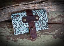 Bison And Turquoise Leather Card Wallet For Man Or Woman 1 small