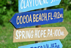 Mileage Destination Sign Post. Housewarming Gift. Garden/Yard Decor. 2 small