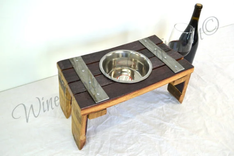 Wine Barrel Elevated Dog Food And Water Bowl Stand - Guigna - Made From Retired Barrels 3 small