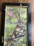 Handpainted Jack Rabbit On Vintage Cabinet Door 5 small