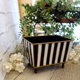 Black White Stripe Small Vanity Organizer Guest Towel Caddy Striped Storage Bin 5 small