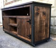 Rustic Industrial Barn Board / Reclaimed Wood Media Stand / Tv / Entertainment Stand 4 small
