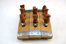 Wall Mounted Bottle Stopper Display - Nine Lives - Made From Retired California Wine Barrels 3 small