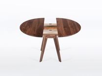 Round Extendable Dining Table In Your Choice Of Solid Walnut, Cherry, Mahogany Or Oak Wood, "Sister" 2 small