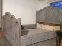 Weathered Gray Curvy Rustic Farmhouse Bed 5 small