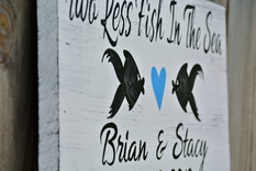 Beach Wedding Decor Wood Sign, Two Less Fish In The Sea Gift For Couple 5 small