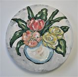 Original Round Acrylic Still Life Painting, Floral Wall Art, 12" Diameter 2 small