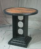 Vintage Industrial Bistro Table. Rustic Bar Table. Reclaimed Wood. Round Table. 3 small