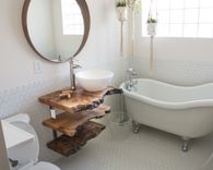 Maple Live Edge Tiered Float Shelf Vanity 1 small