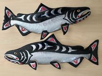 Chinook Salmon Sculpture - Aluminum Metal Fish Tribal Wall Art 7 small