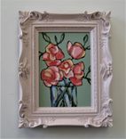 Original Acrylic Floral Painting In Ornate Pink Frame 1 small