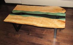 Live Edge Coffee Table,Glass Inlay 3 small