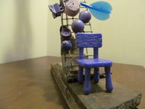 "The Thinking Chair" Rainbow Spectrum Found Item Sculpture 5 small