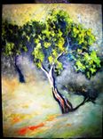 Tree Orchard Oil Painting With Green, Yellow And Blue Landscape Painting 1 small