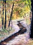 Landscape Print Of Forest Path Sumer Time Green, Blue, White And Purple Painting 1 small
