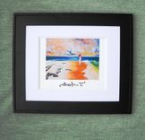 Ocean, Beach, Surf, Clouds, Women Goddess Print On Paper, Blue Green Gold And White 3 small