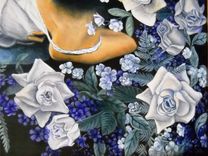 Oil Painting Of Women With Roses, Women With White Dress, Romantic Panting Of Women 5 small