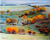 Autumn Landscape Oil Painting, Autumn Colors, Autumn Trees In Field 1 small