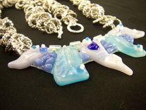 Blue And Lavender Fused Glass Pendant With Necklace 2 small