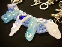 Blue And Lavender Fused Glass Pendant With Necklace 5 small