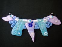 Blue And Lavender Fused Glass Pendant With Necklace 6 small