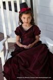 Silk And Taffeta Child Girls Victorian Costume Dress Gown Burgundy 3 small