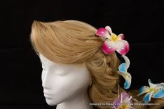 Rapunzel Tangled Light Up Wig With Flower Barrettes In Blonde Braid Adult Costume 2 small