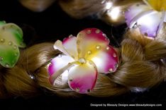 Rapunzel Tangled Light Up Wig With Flower Barrettes In Blonde Braid Adult Costume 3 small
