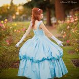 Couture Cinderella Light Blue Satin Ball Gown Dress Masquerade Sweet 16 Adult Anastasia 3 small