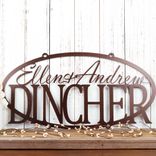 Personalized Hanging Oval Couple's First and Last Name Metal Sign 1 small