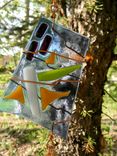 Fused Glass And Copper Spinner (Blue Or Irridescent Green) 3 small