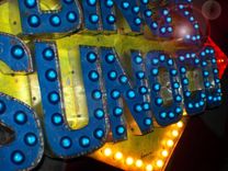 Extra Large Sunoco Movie Theater Size Marquee Arrow Letter Vintage Huge 7 Feet Bulbs 4 small