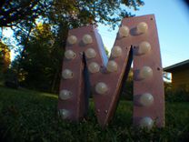 Vintage Marquee Art Letter M Metalic Pink 12 2 small